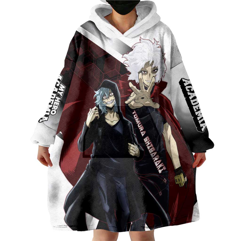 Tomura Shigaraki Wearable Blanket Hoodie Dark Anime Villain Illustration with Red Energy Aura
