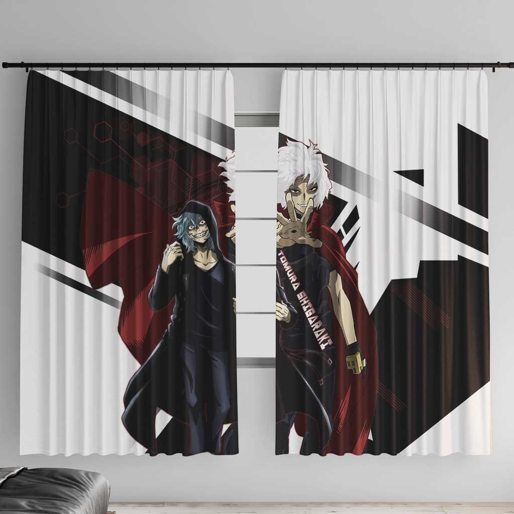 Tomura Shigaraki Window Curtain Dark Anime Villain Illustration with Red Energy Aura