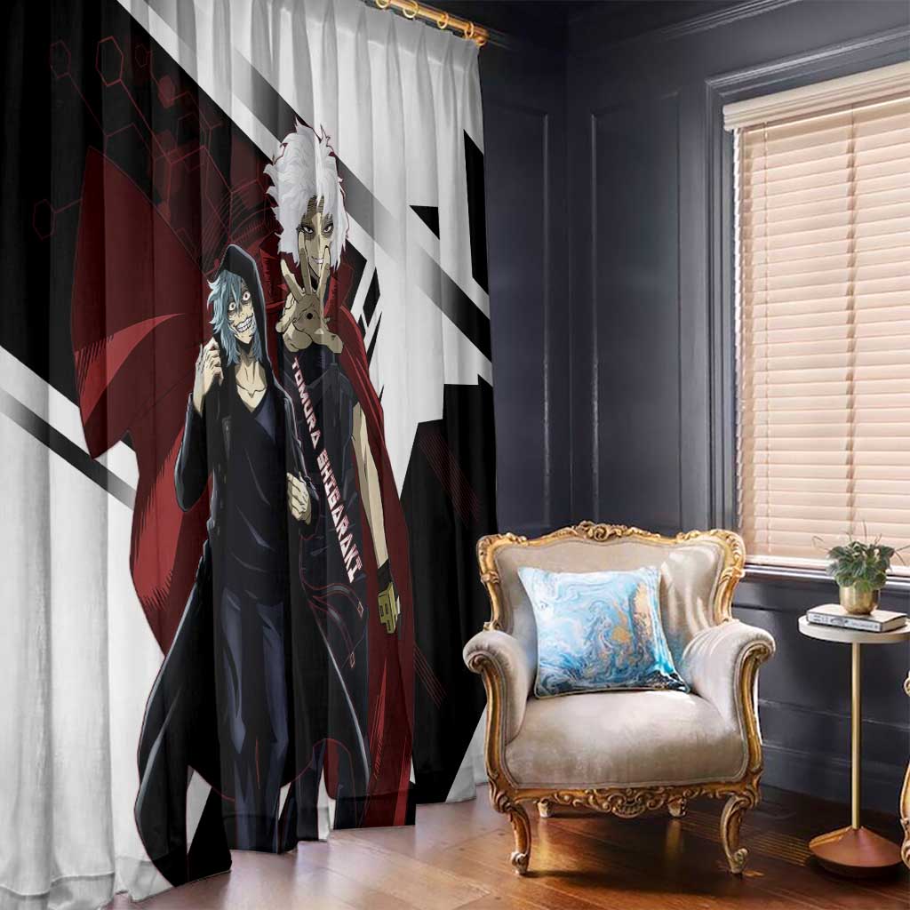 Tomura Shigaraki Window Curtain Dark Anime Villain Illustration with Red Energy Aura