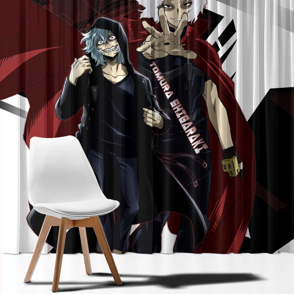 Tomura Shigaraki Window Curtain Dark Anime Villain Illustration with Red Energy Aura