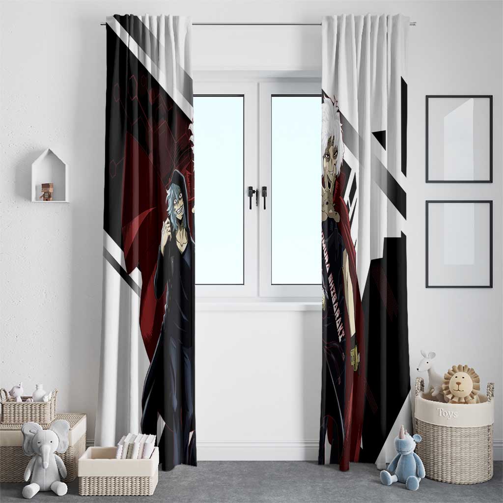Tomura Shigaraki Window Curtain Dark Anime Villain Illustration with Red Energy Aura