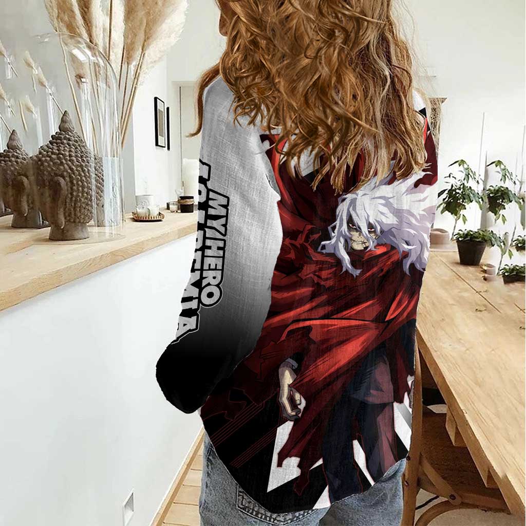 Tomura Shigaraki Women Casual Shirt Dark Anime Villain Illustration with Red Energy Aura