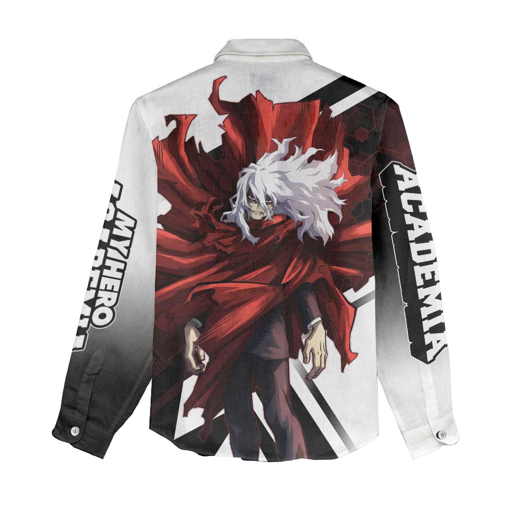 Tomura Shigaraki Women Casual Shirt Dark Anime Villain Illustration with Red Energy Aura