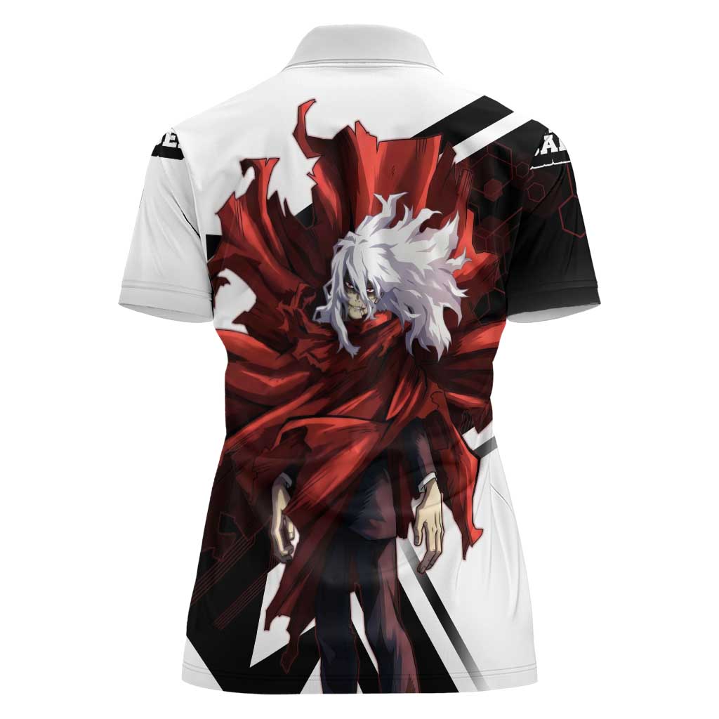 Tomura Shigaraki Women Polo Shirt Dark Anime Villain Illustration with Red Energy Aura