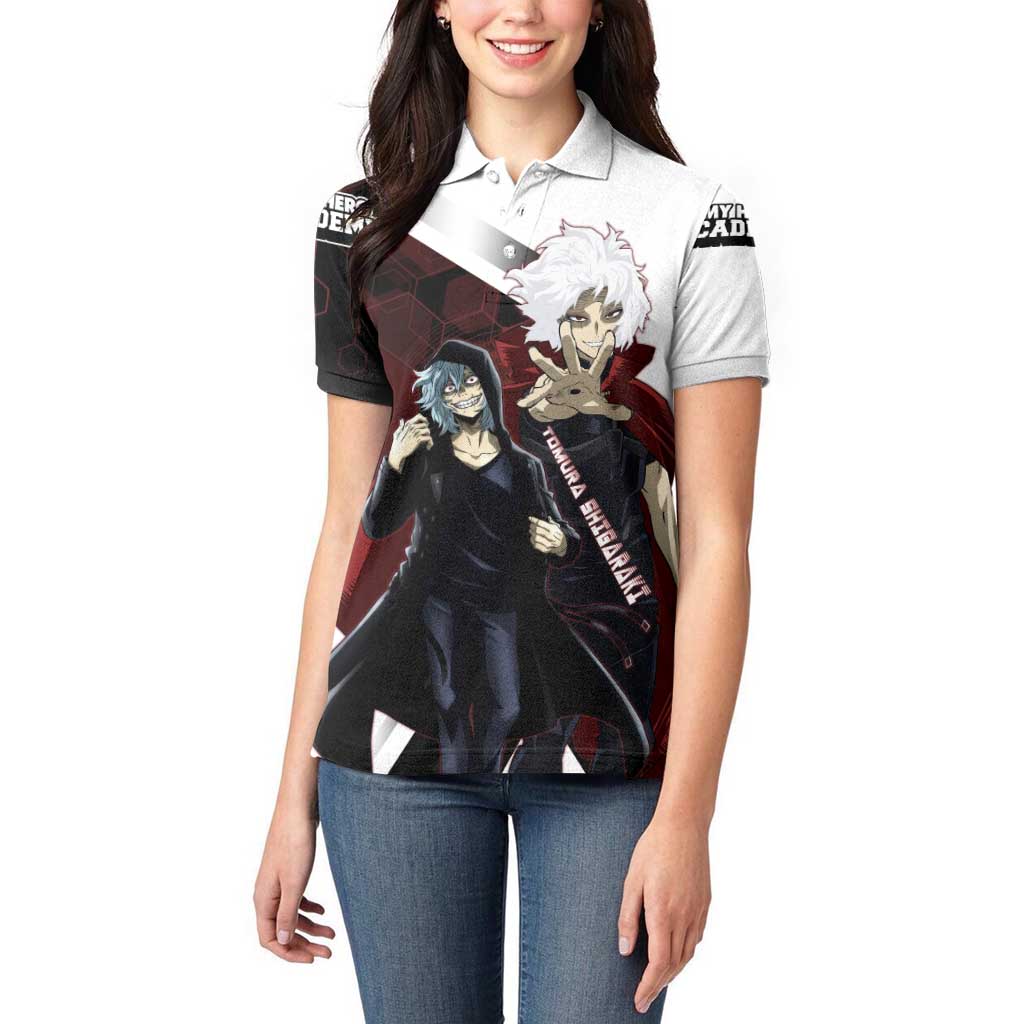 Tomura Shigaraki Women Polo Shirt Dark Anime Villain Illustration with Red Energy Aura