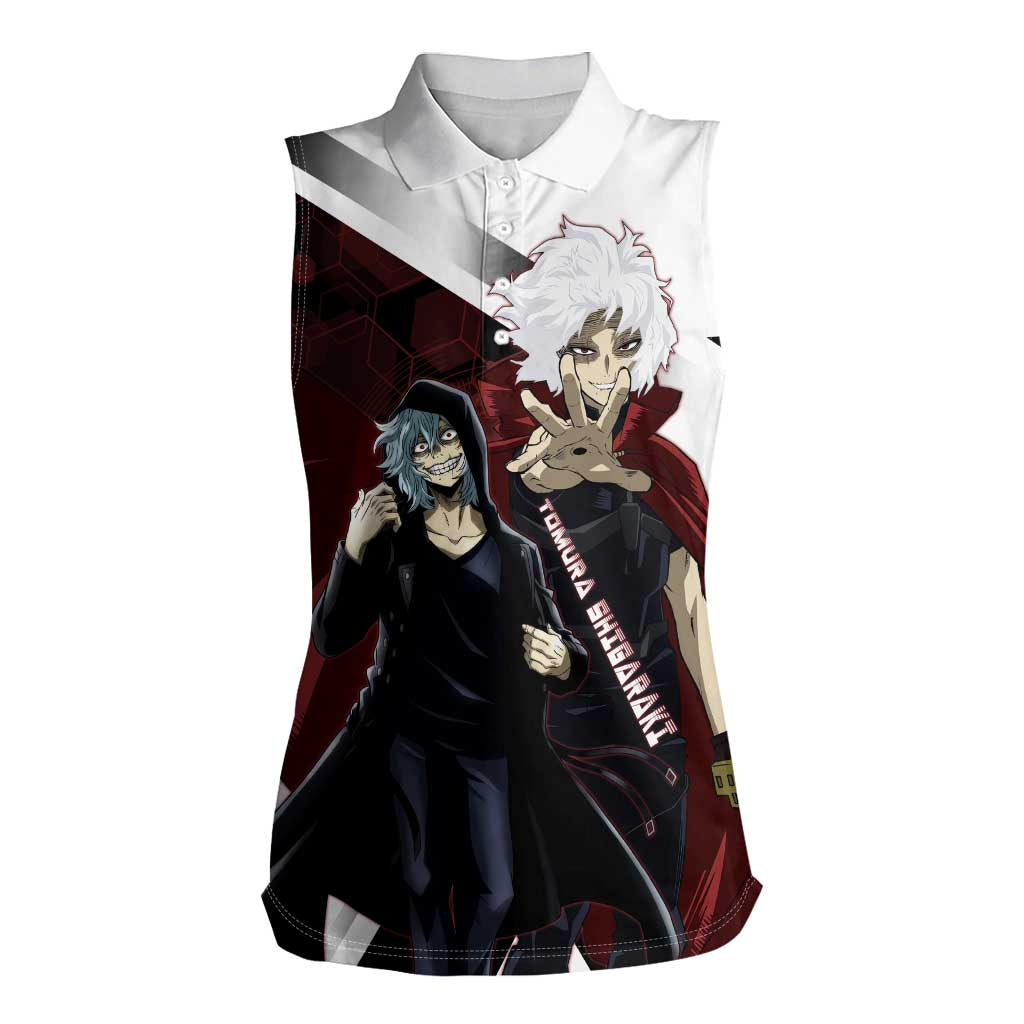 Tomura Shigaraki Women Sleeveless Polo Shirt Dark Anime Villain Illustration with Red Energy Aura