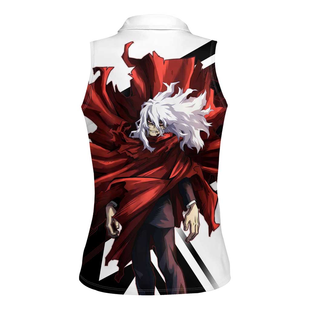 Tomura Shigaraki Women Sleeveless Polo Shirt Dark Anime Villain Illustration with Red Energy Aura