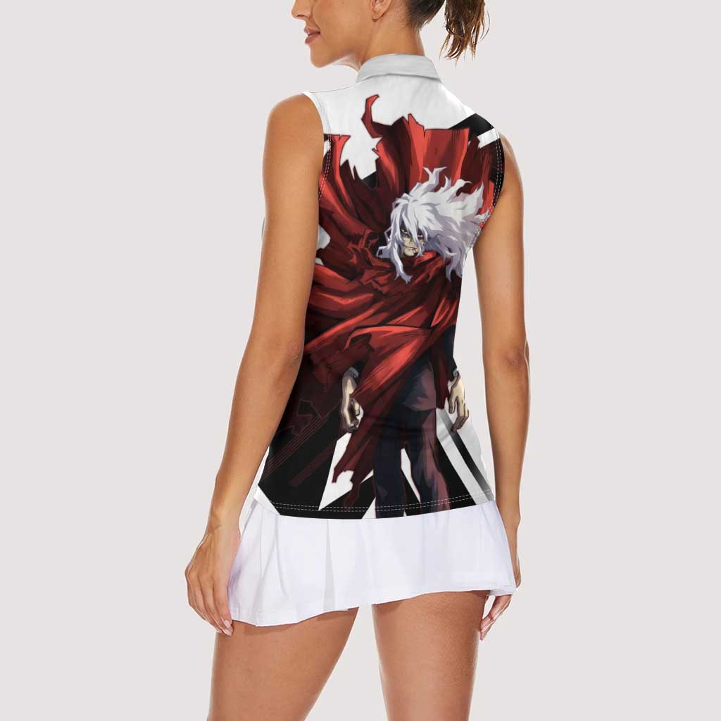 Tomura Shigaraki Women Sleeveless Polo Shirt Dark Anime Villain Illustration with Red Energy Aura