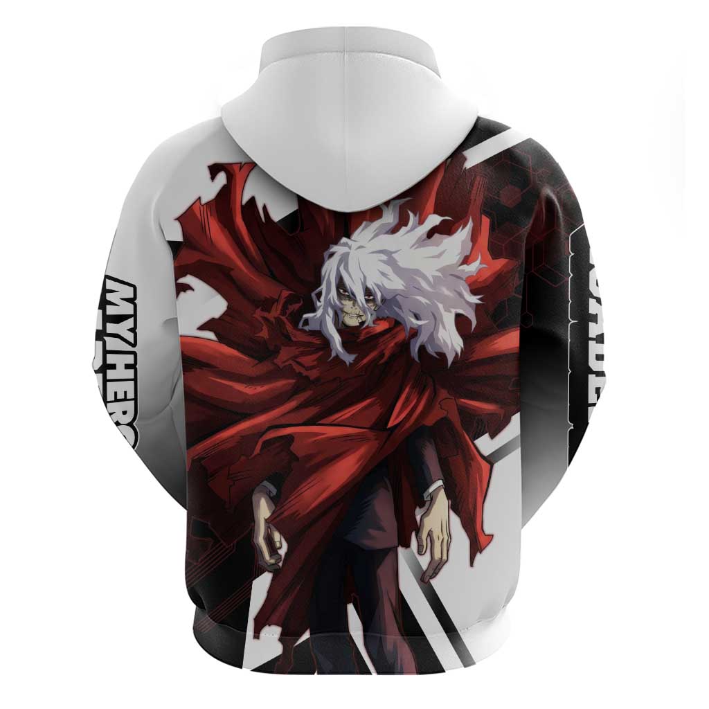 Tomura Shigaraki Zip Hoodie Dark Anime Villain Illustration with Red Energy Aura