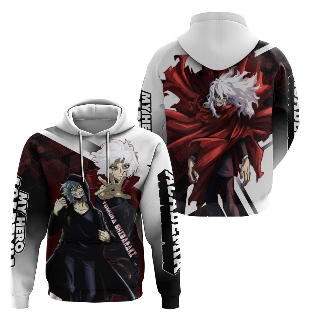 Tomura Shigaraki Zip Hoodie Dark Anime Villain Illustration with Red Energy Aura