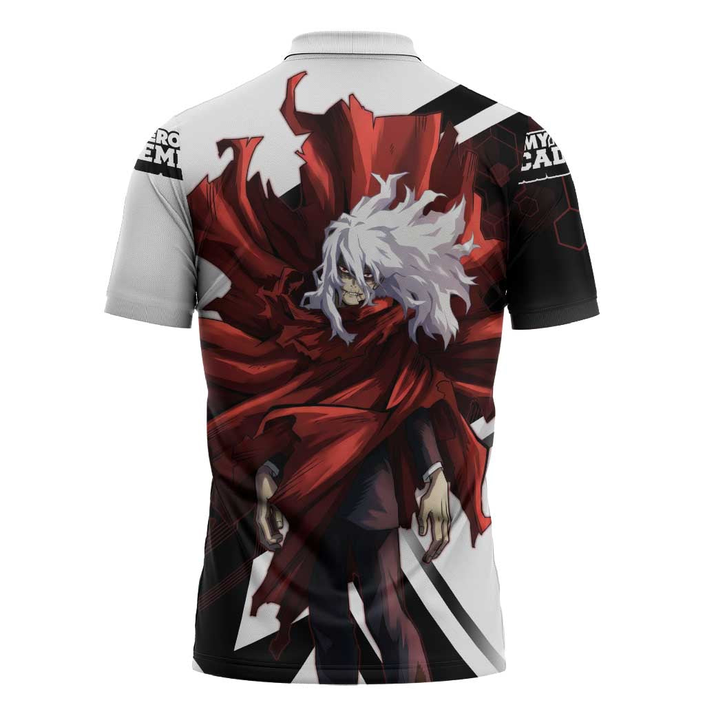 Tomura Shigaraki Zipper Polo Shirt Dark Anime Villain Illustration with Red Energy Aura