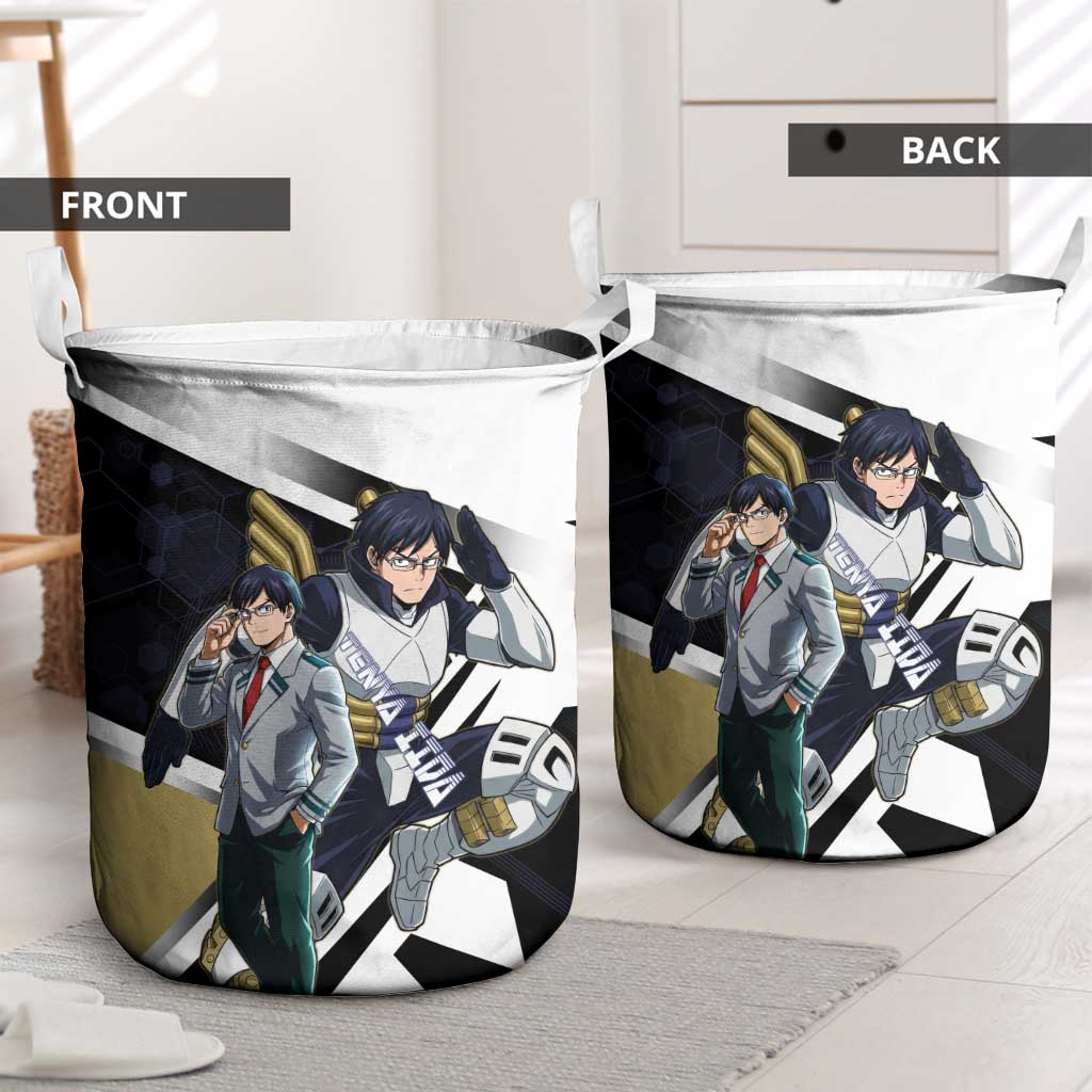 Tenya Iida Laundry Basket Dynamic Anime Action Illustration with Futuristic Hero Armor