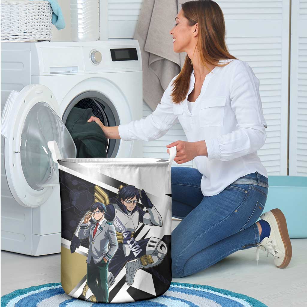 Tenya Iida Laundry Basket Dynamic Anime Action Illustration with Futuristic Hero Armor