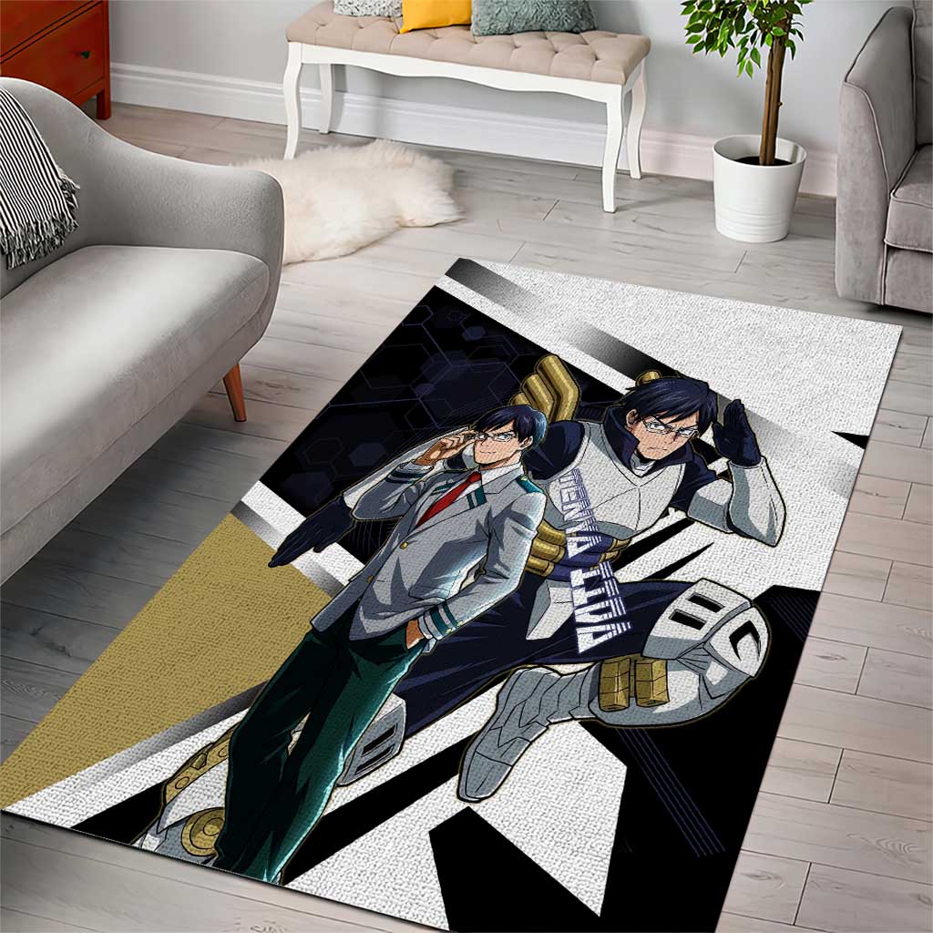 Tenya Iida Area Rug Dynamic Anime Action Illustration with Futuristic Hero Armor
