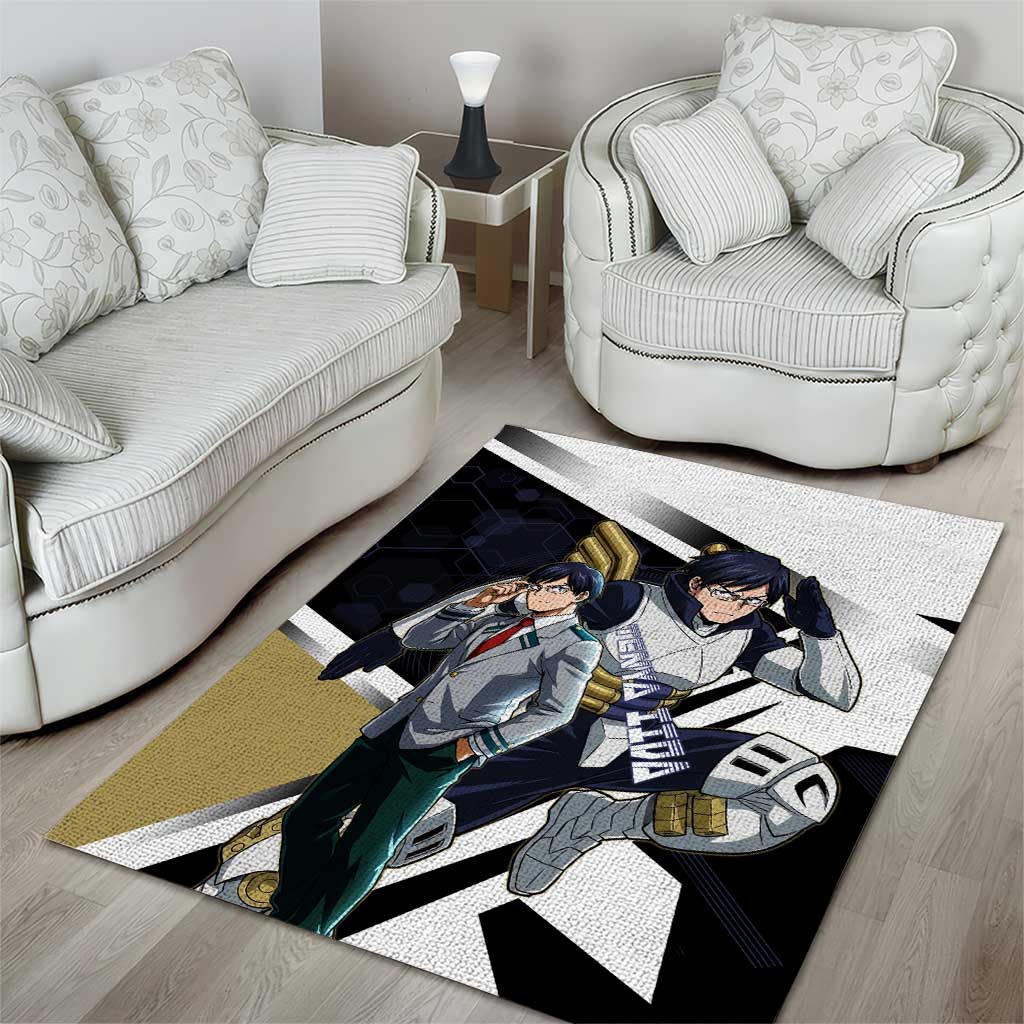 Tenya Iida Area Rug Dynamic Anime Action Illustration with Futuristic Hero Armor