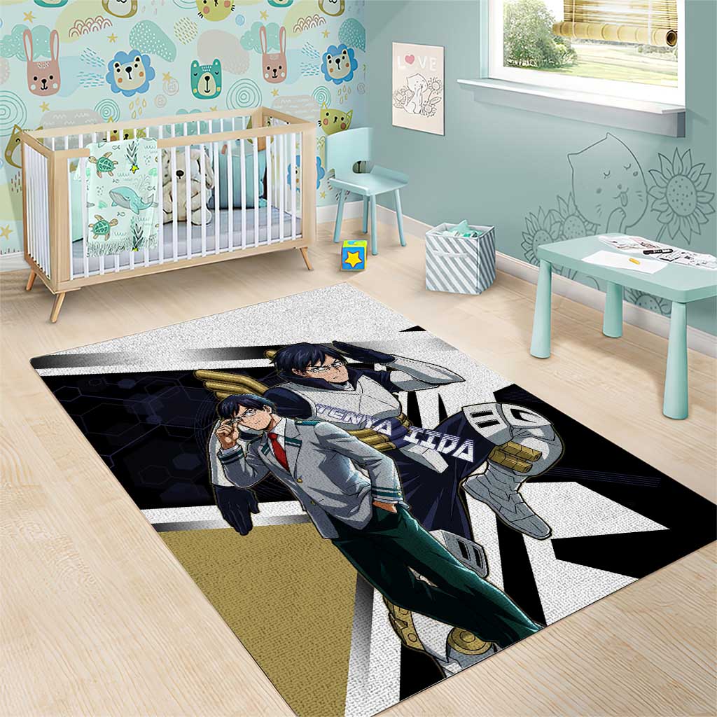 Tenya Iida Area Rug Dynamic Anime Action Illustration with Futuristic Hero Armor