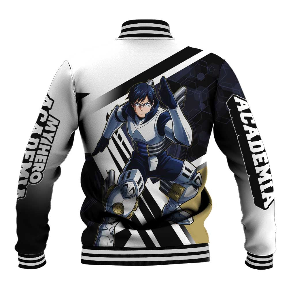 Tenya Iida Baseball Jacket Dynamic Anime Action Illustration with Futuristic Hero Armor