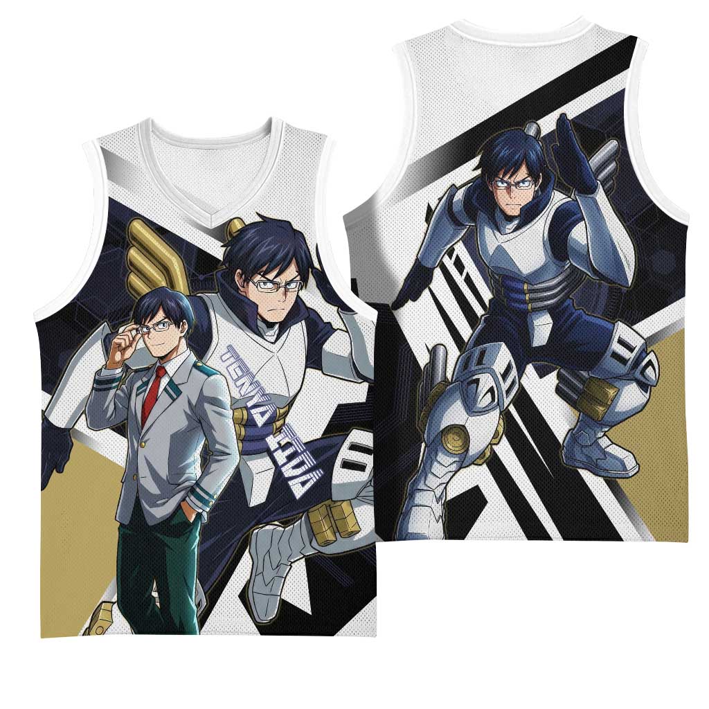 Tenya Iida Basketball Jersey Dynamic Anime Action Illustration with Futuristic Hero Armor