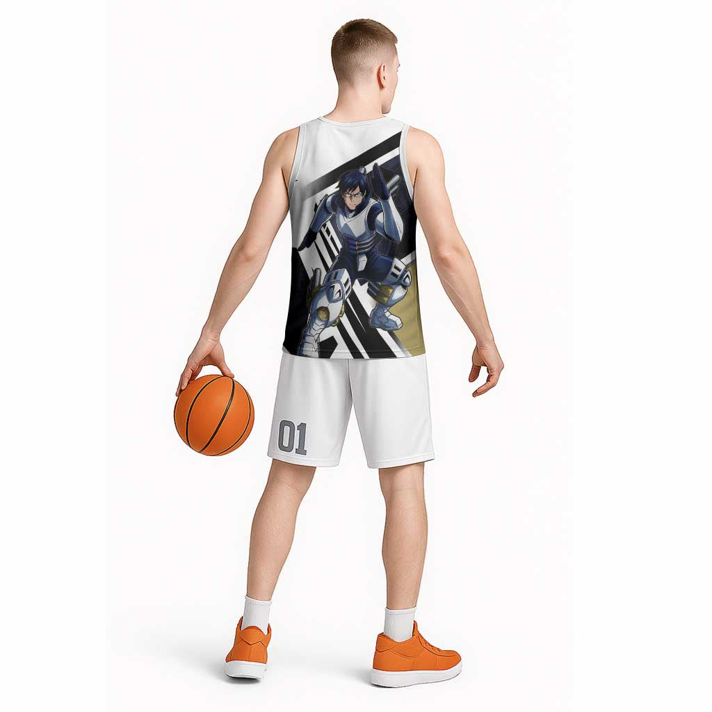 Tenya Iida Basketball Jersey Dynamic Anime Action Illustration with Futuristic Hero Armor