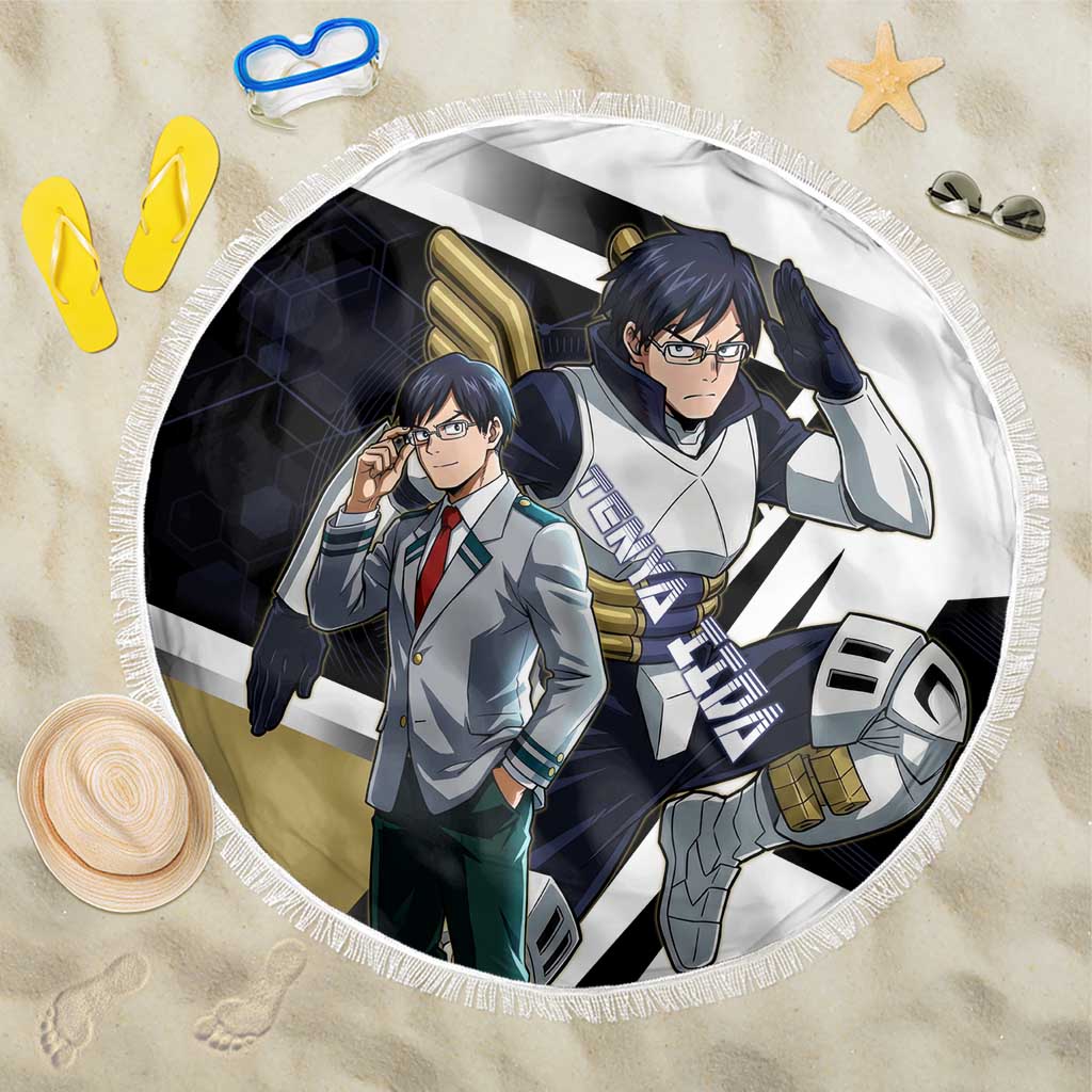 Tenya Iida Beach Blanket Dynamic Anime Action Illustration with Futuristic Hero Armor
