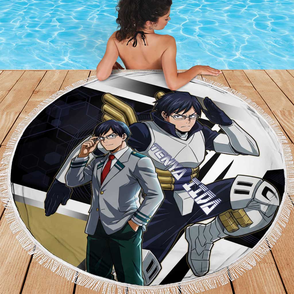 Tenya Iida Beach Blanket Dynamic Anime Action Illustration with Futuristic Hero Armor