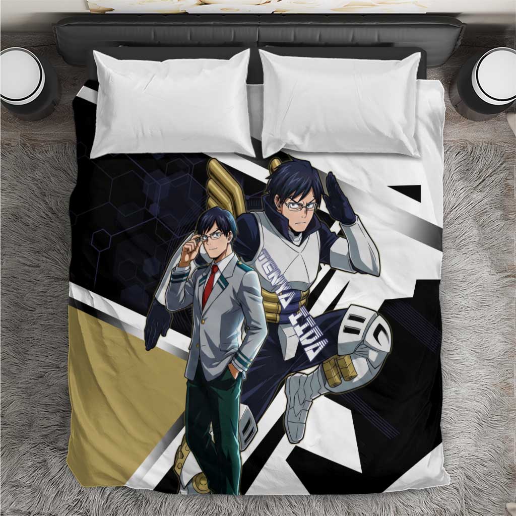 Tenya Iida Bedding Set Dynamic Anime Action Illustration with Futuristic Hero Armor