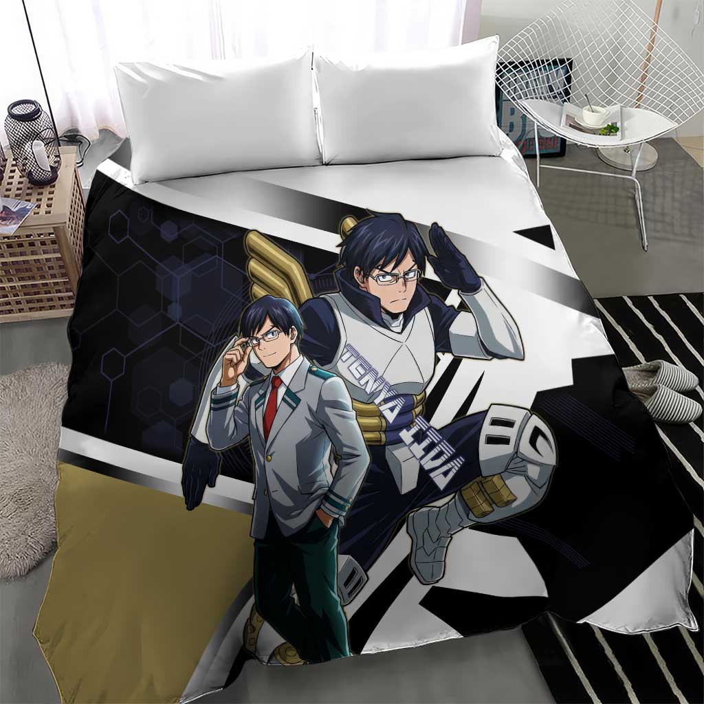Tenya Iida Bedding Set Dynamic Anime Action Illustration with Futuristic Hero Armor