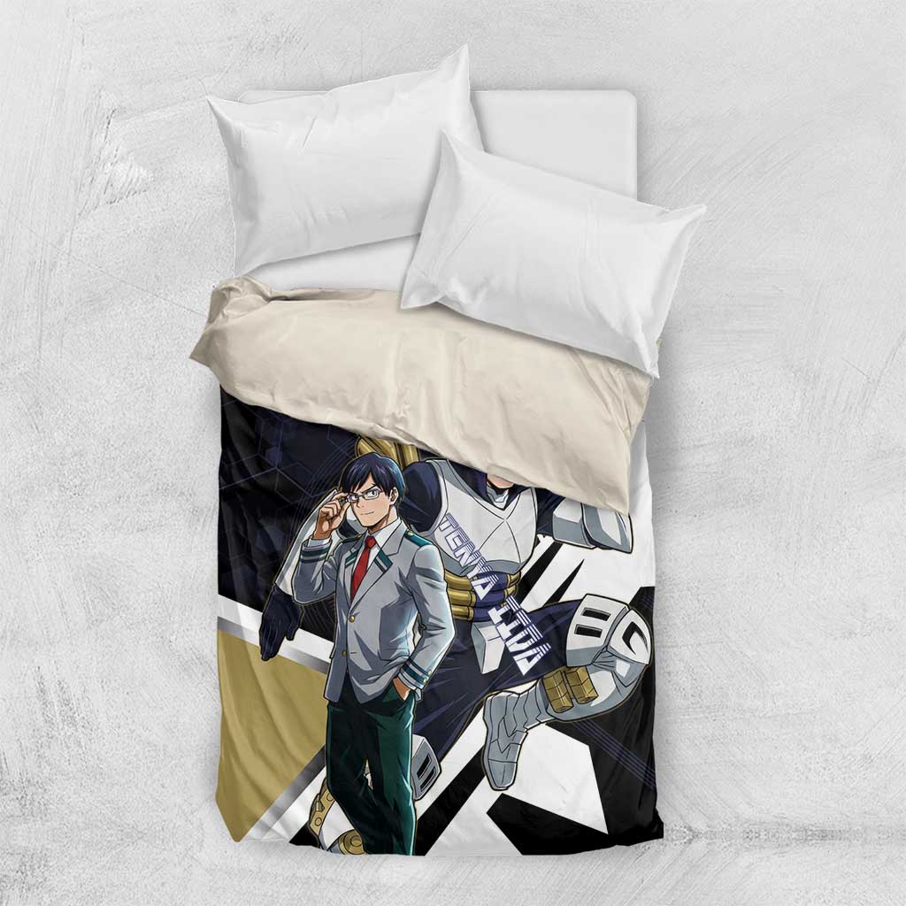 Tenya Iida Bedding Set Dynamic Anime Action Illustration with Futuristic Hero Armor