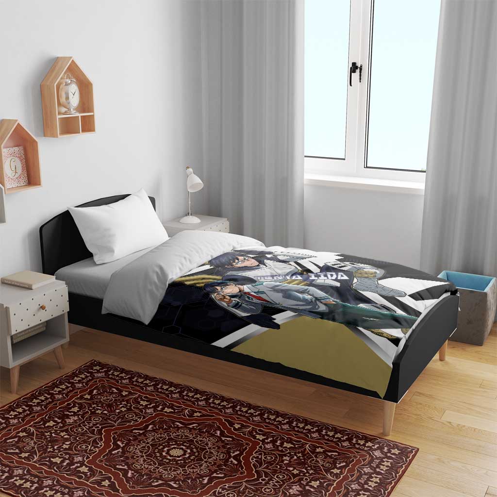 Tenya Iida Bedding Set Dynamic Anime Action Illustration with Futuristic Hero Armor