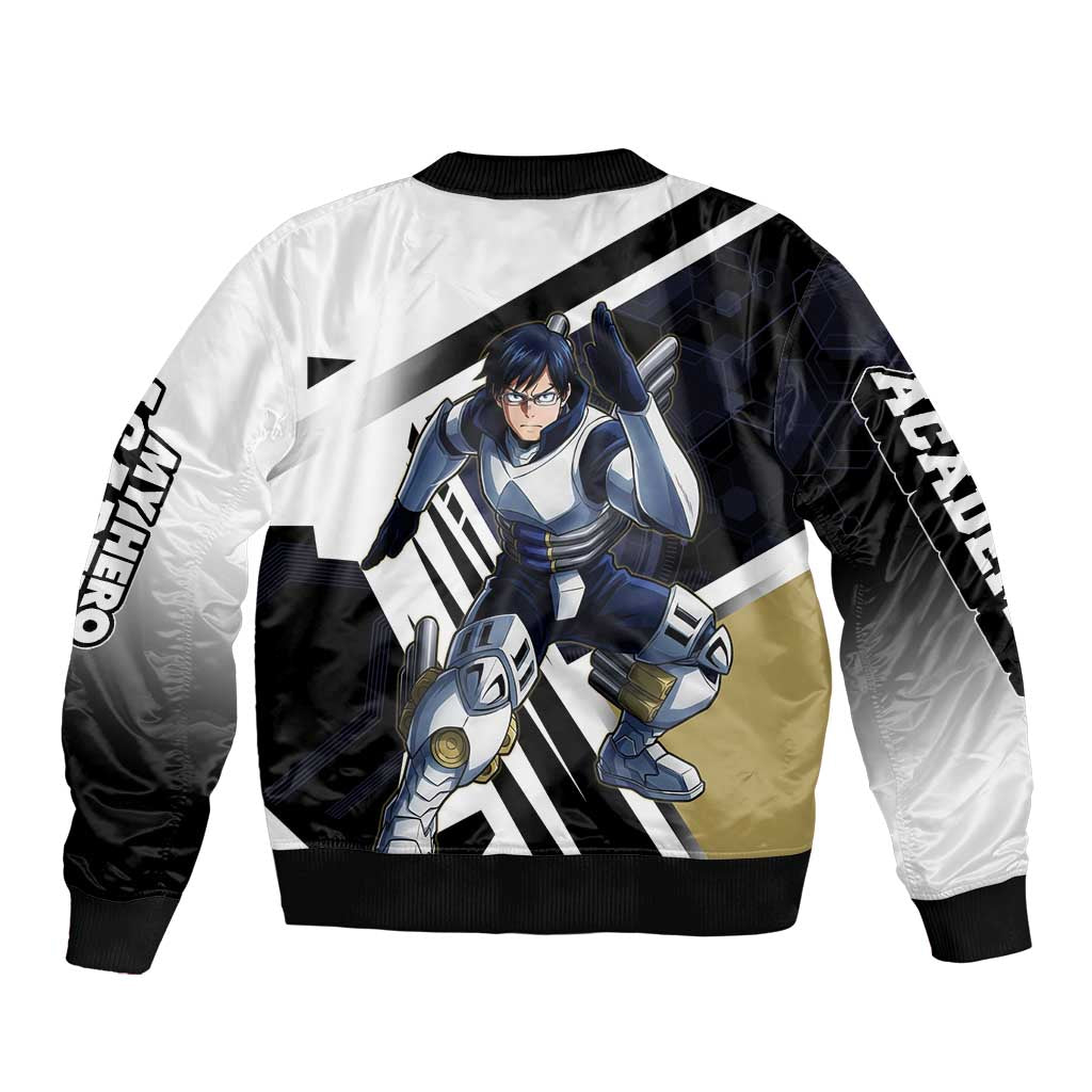 Tenya Iida Bomber Jacket Dynamic Anime Action Illustration with Futuristic Hero Armor