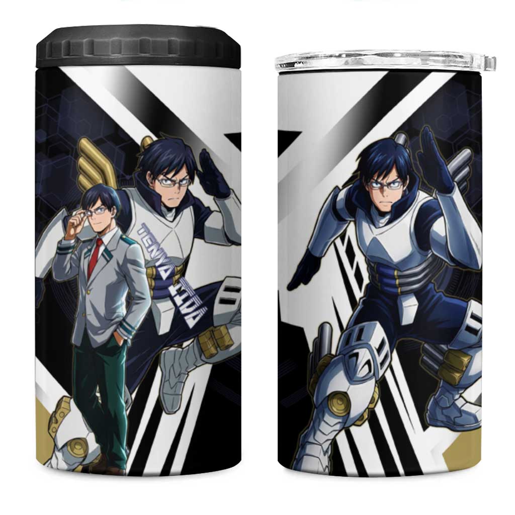 Tenya Iida 4 in 1 Can Cooler Tumbler Dynamic Anime Action Illustration with Futuristic Hero Armor