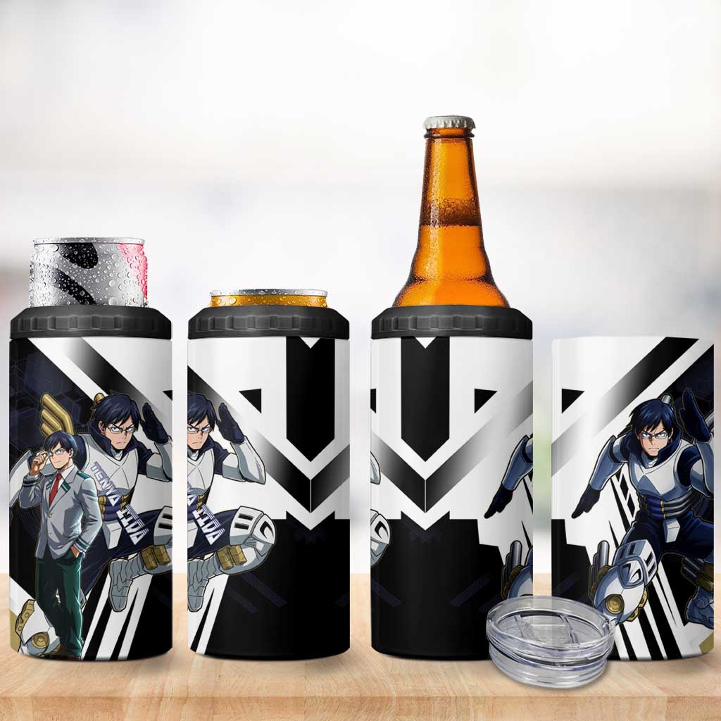 Tenya Iida 4 in 1 Can Cooler Tumbler Dynamic Anime Action Illustration with Futuristic Hero Armor
