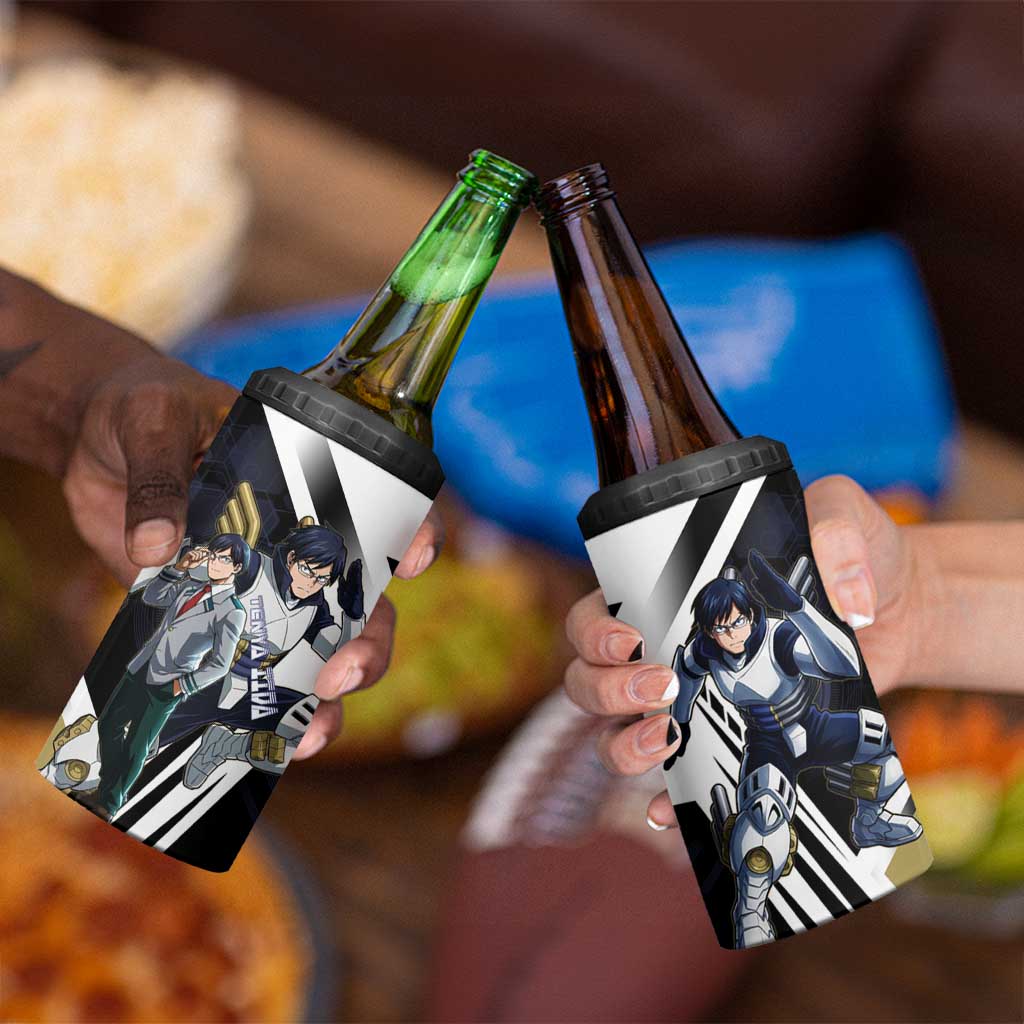Tenya Iida 4 in 1 Can Cooler Tumbler Dynamic Anime Action Illustration with Futuristic Hero Armor