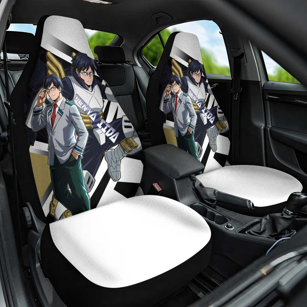 Tenya Iida Car Seat Cover Dynamic Anime Action Illustration with Futuristic Hero Armor