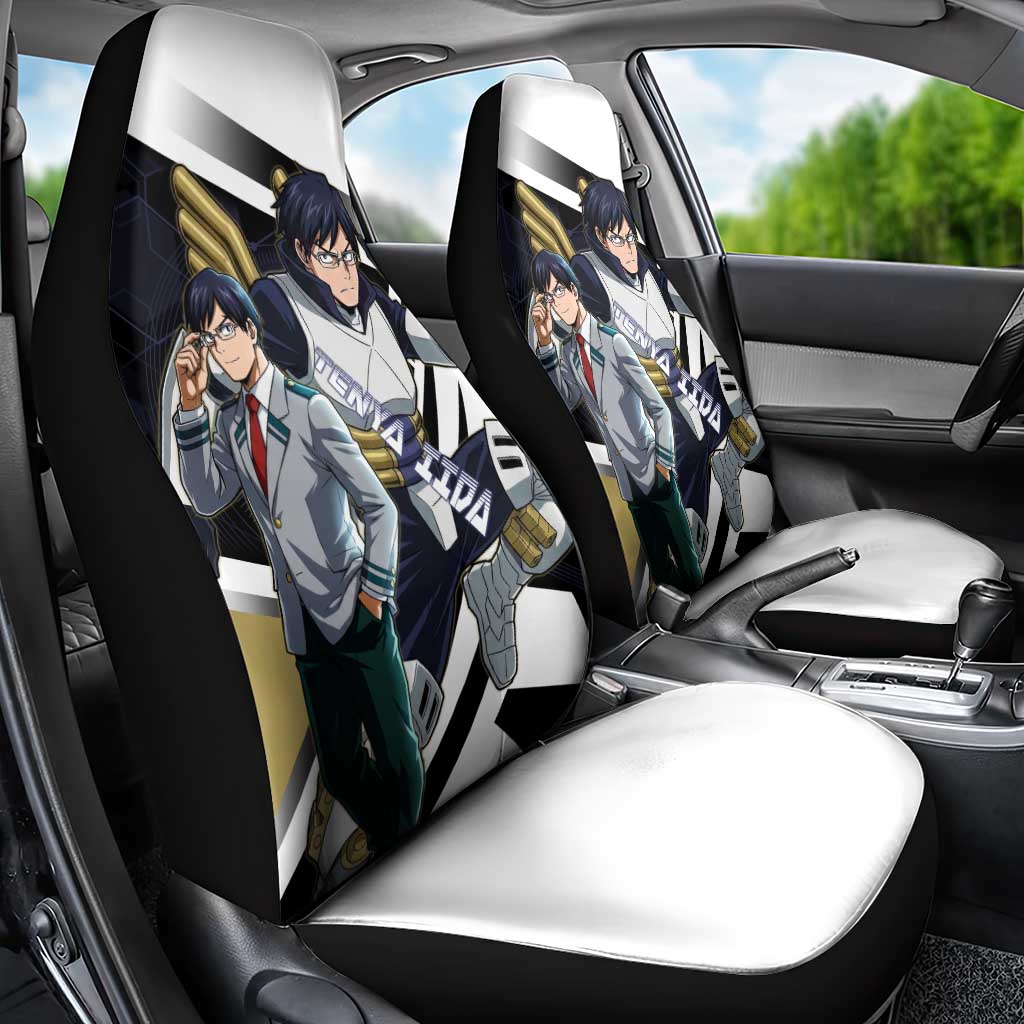 Tenya Iida Car Seat Cover Dynamic Anime Action Illustration with Futuristic Hero Armor