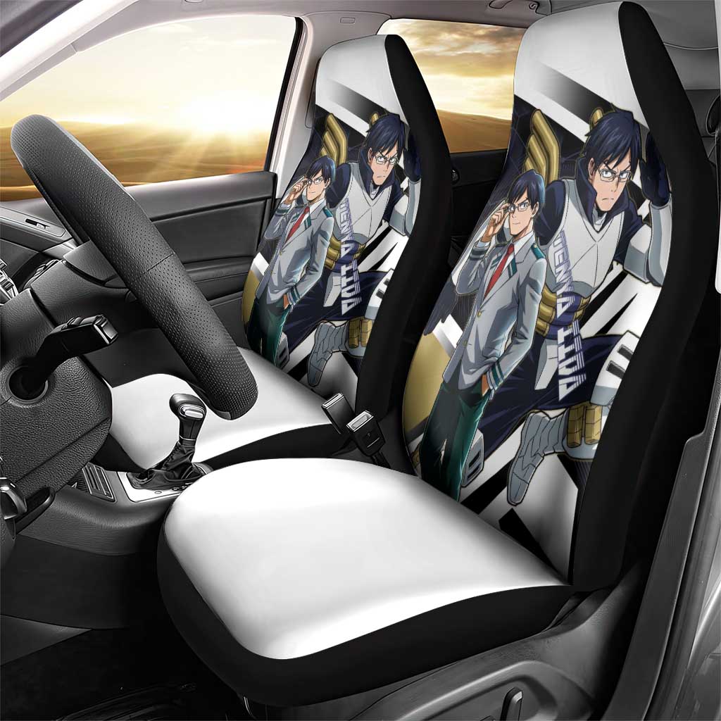 Tenya Iida Car Seat Cover Dynamic Anime Action Illustration with Futuristic Hero Armor