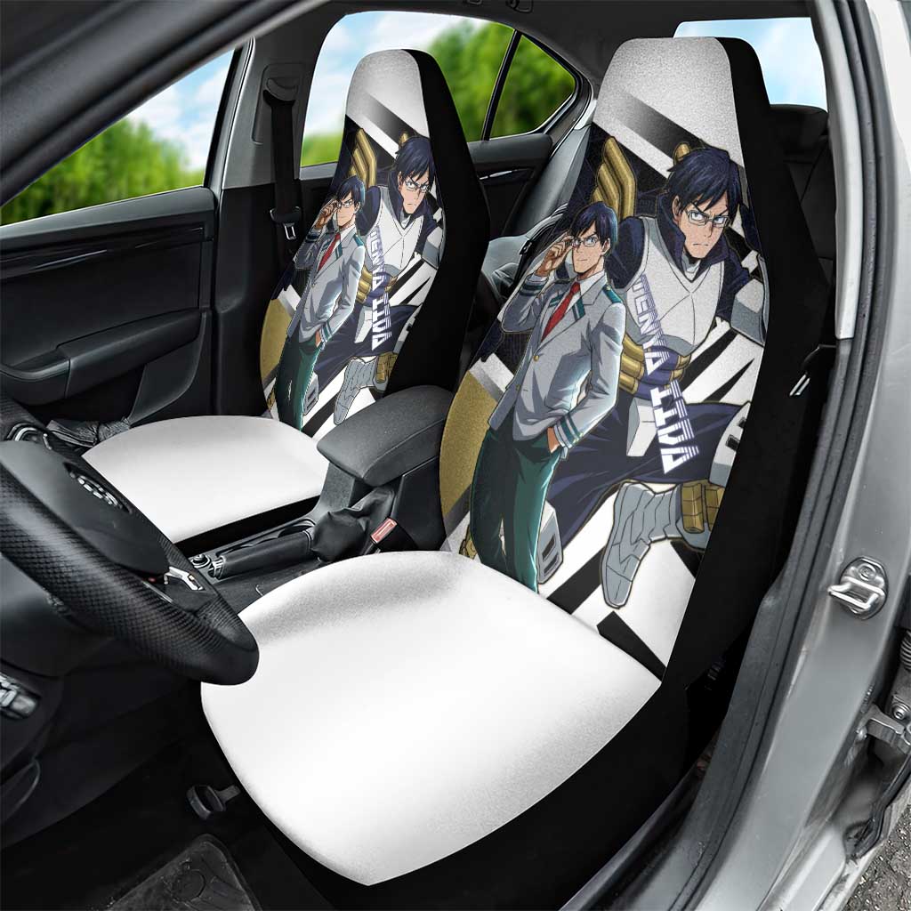 Tenya Iida Car Seat Cover Dynamic Anime Action Illustration with Futuristic Hero Armor