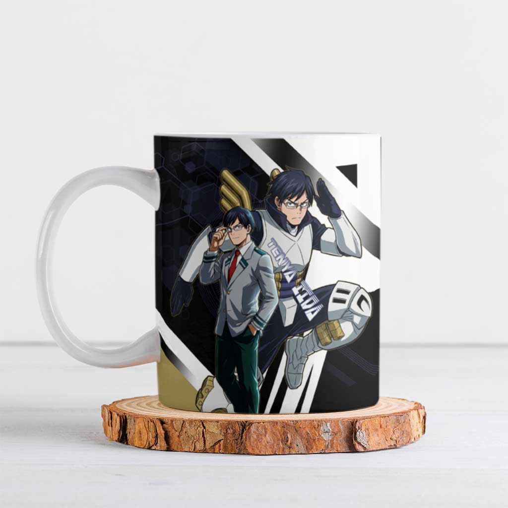 Tenya Iida Ceramic Mug Dynamic Anime Action Illustration with Futuristic Hero Armor