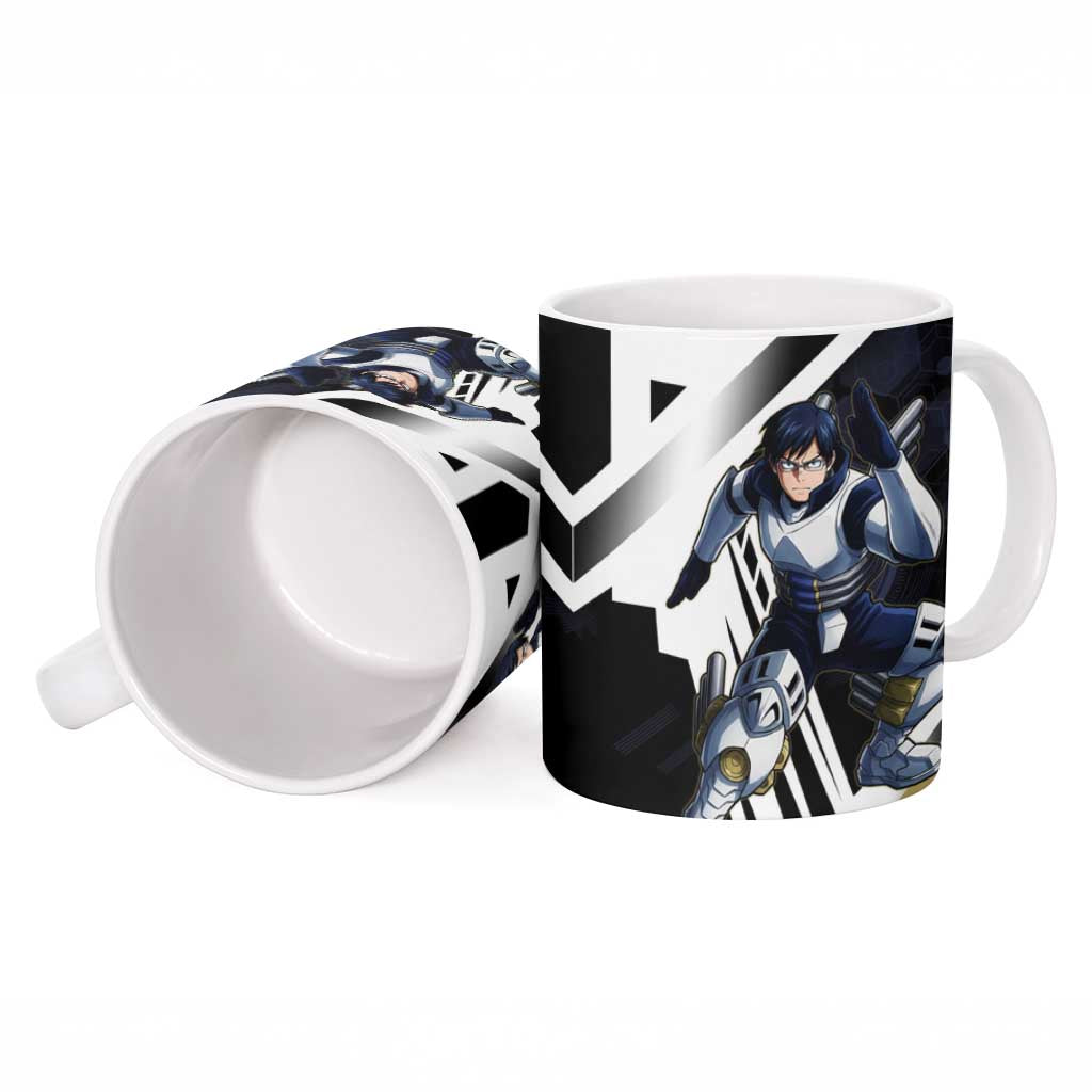 Tenya Iida Ceramic Mug Dynamic Anime Action Illustration with Futuristic Hero Armor