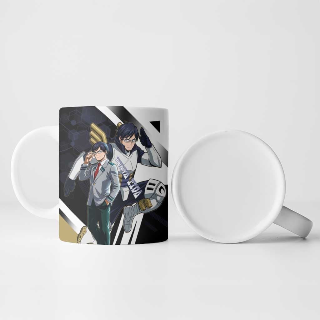 Tenya Iida Ceramic Mug Dynamic Anime Action Illustration with Futuristic Hero Armor