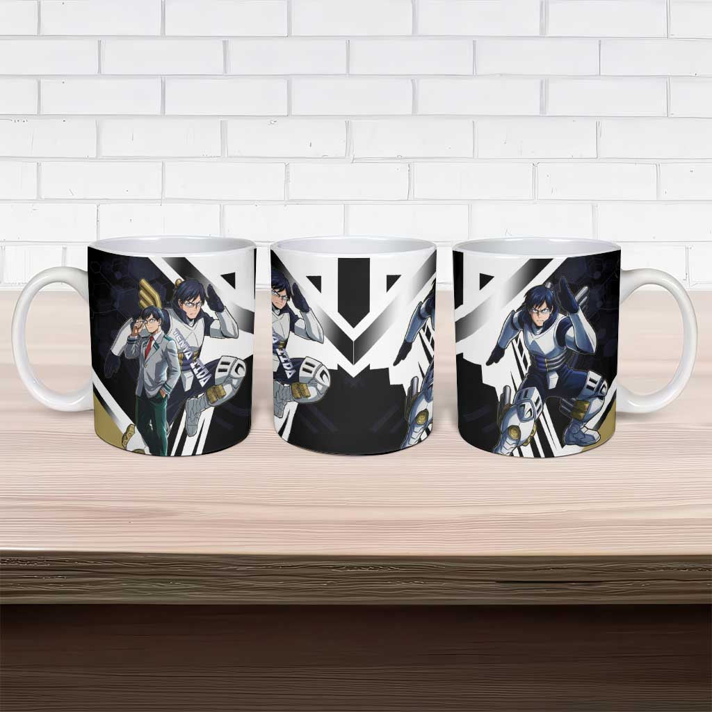 Tenya Iida Ceramic Mug Dynamic Anime Action Illustration with Futuristic Hero Armor