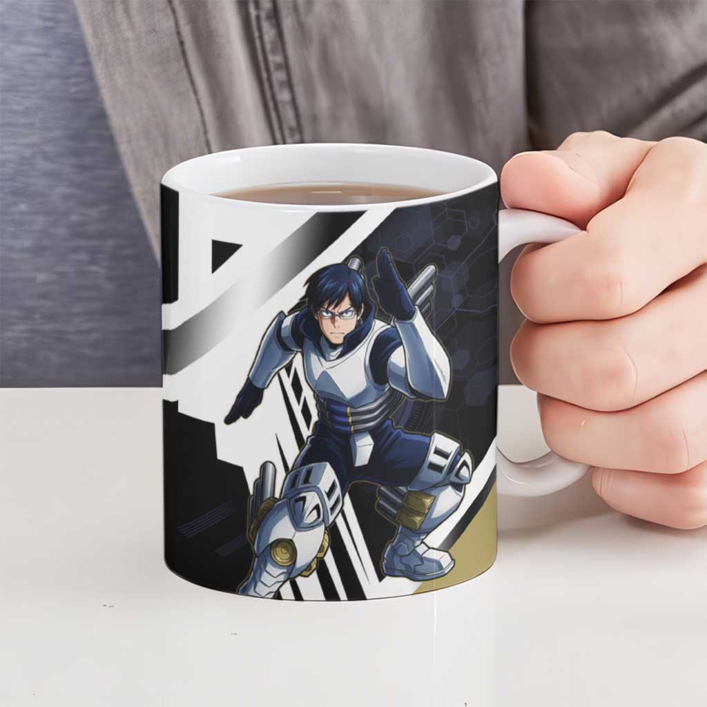 Tenya Iida Ceramic Mug Dynamic Anime Action Illustration with Futuristic Hero Armor