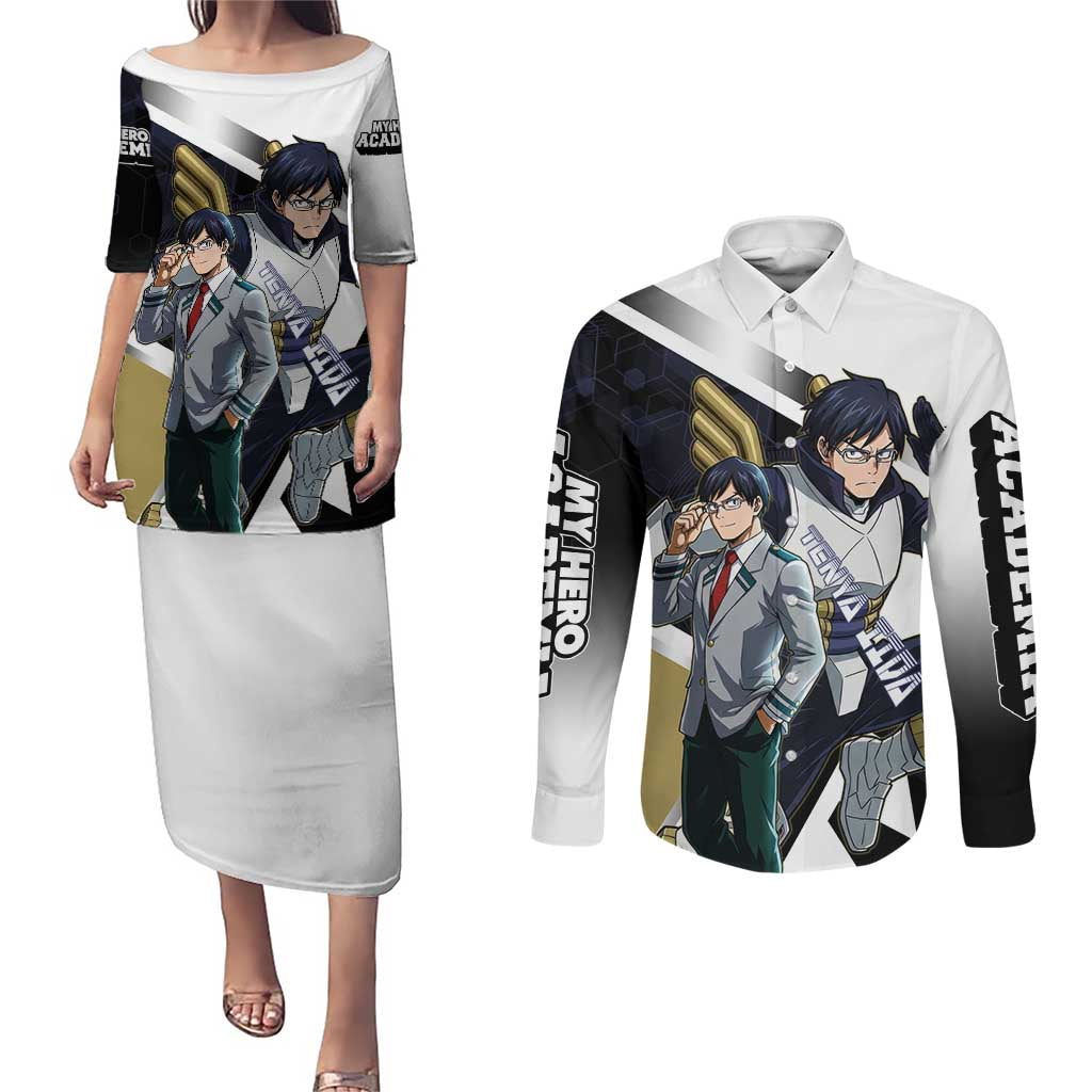 Tenya Iida Couples Matching Puletasi and Long Sleeve Button Shirt Dynamic Anime Action Illustration with Futuristic Hero Armor