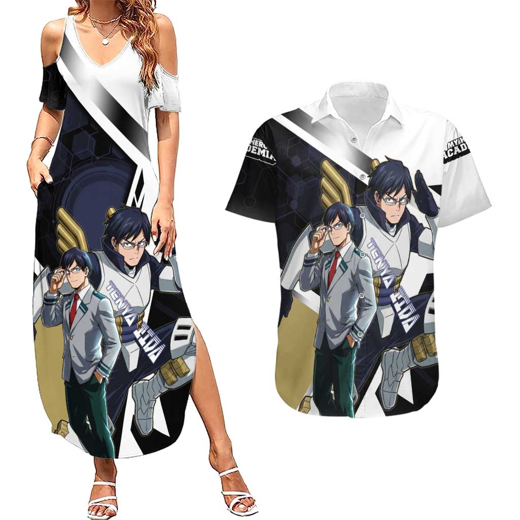 Tenya Iida Couples Matching Summer Maxi Dress and Hawaiian Shirt Dynamic Anime Action Illustration with Futuristic Hero Armor