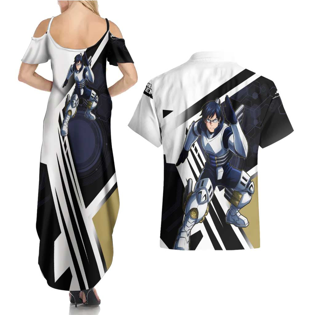 Tenya Iida Couples Matching Summer Maxi Dress and Hawaiian Shirt Dynamic Anime Action Illustration with Futuristic Hero Armor