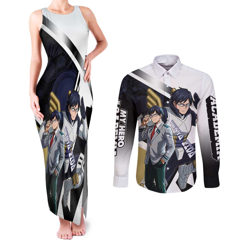 Tenya Iida Couples Matching Tank Maxi Dress and Long Sleeve Button Shirt Dynamic Anime Action Illustration with Futuristic Hero Armor