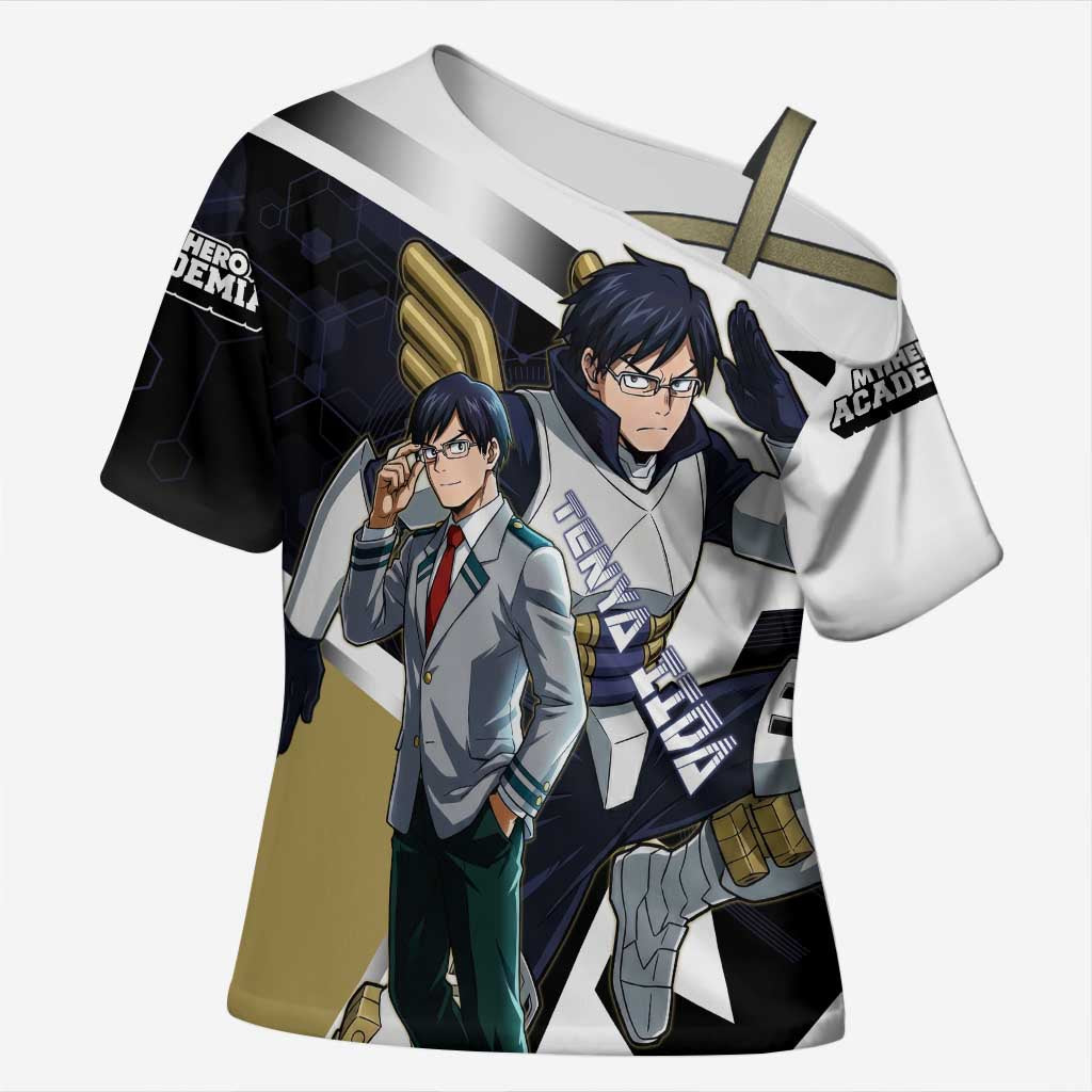 Tenya Iida Cross Shoulder Shirt Dynamic Anime Action Illustration with Futuristic Hero Armor