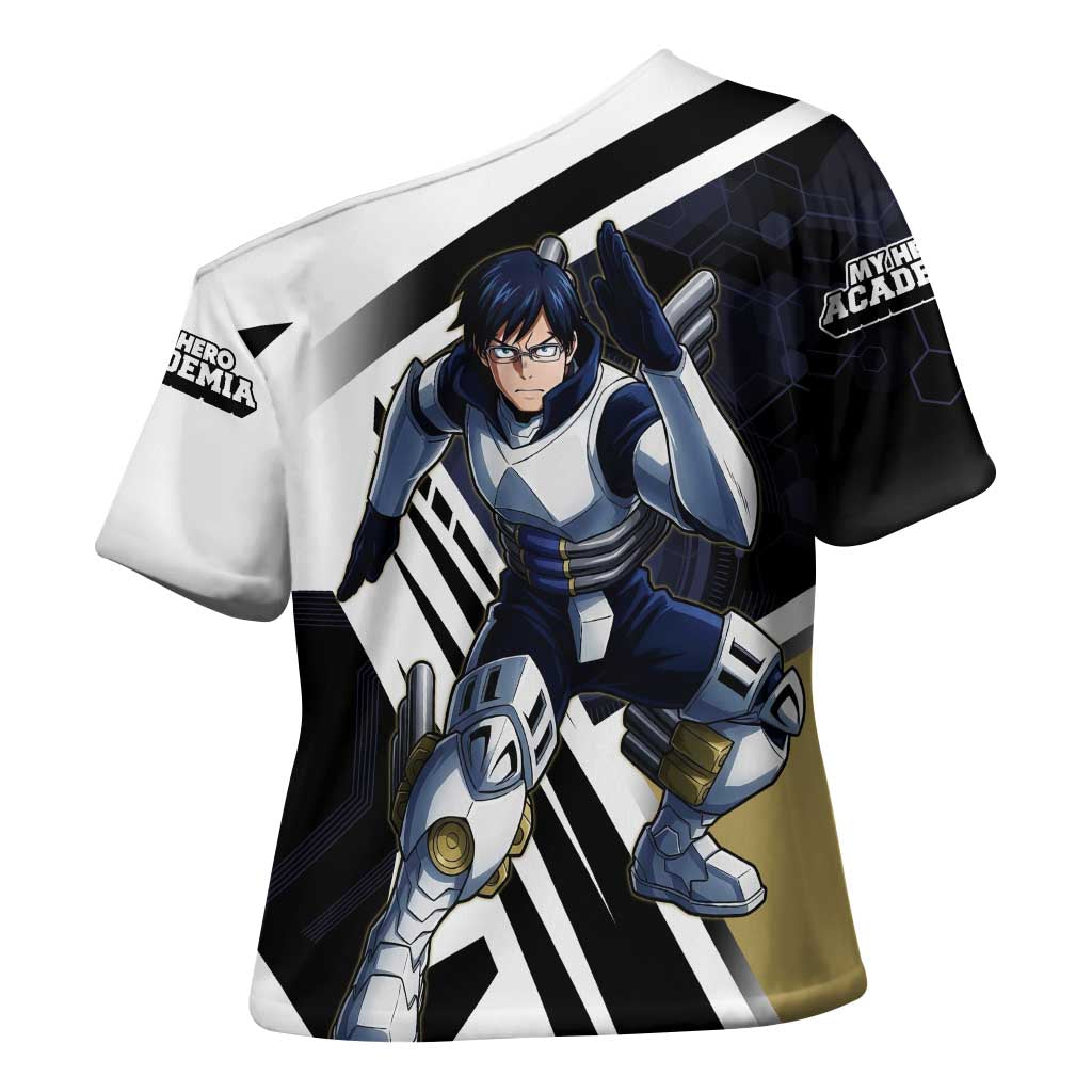 Tenya Iida Cross Shoulder Shirt Dynamic Anime Action Illustration with Futuristic Hero Armor