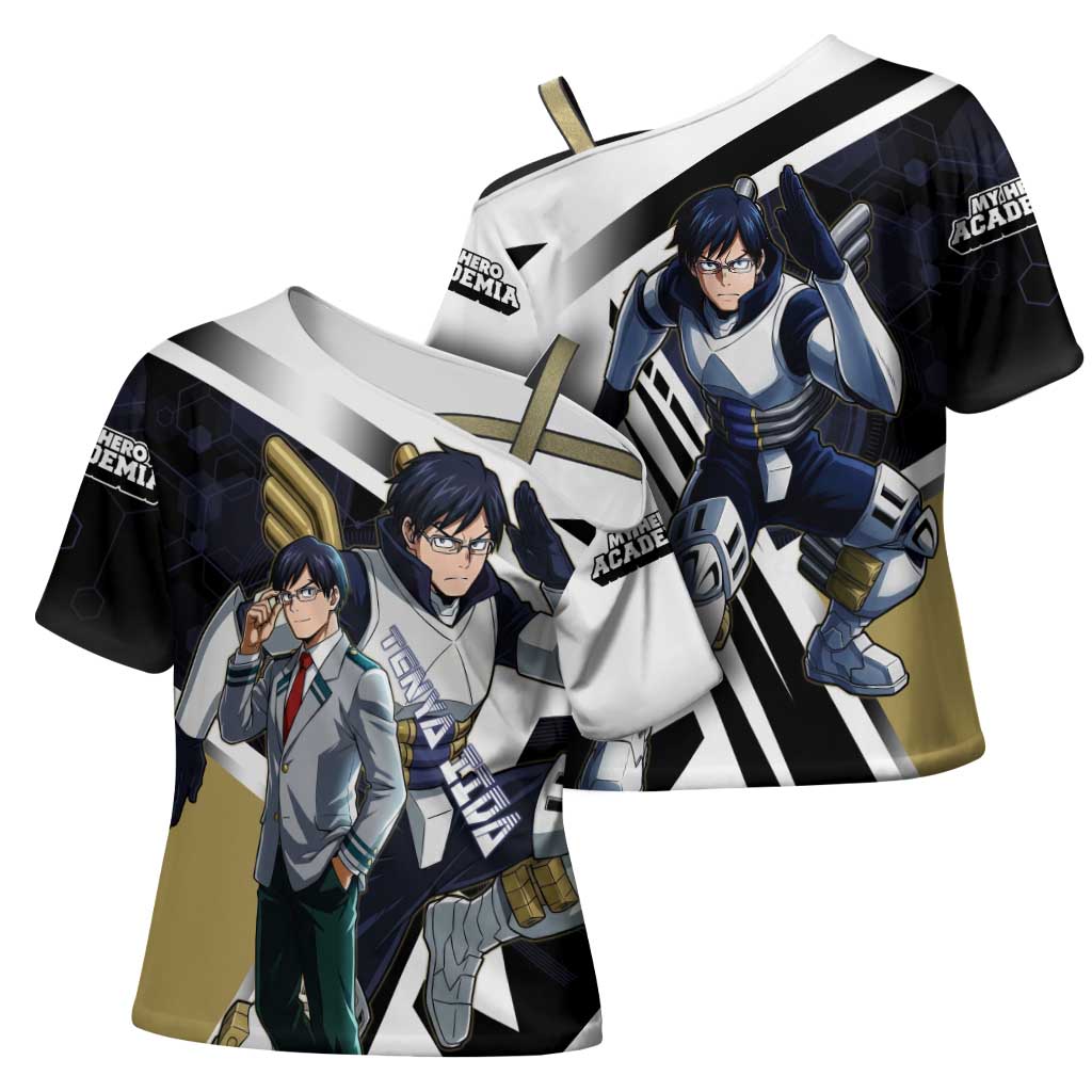 Tenya Iida Cross Shoulder Shirt Dynamic Anime Action Illustration with Futuristic Hero Armor