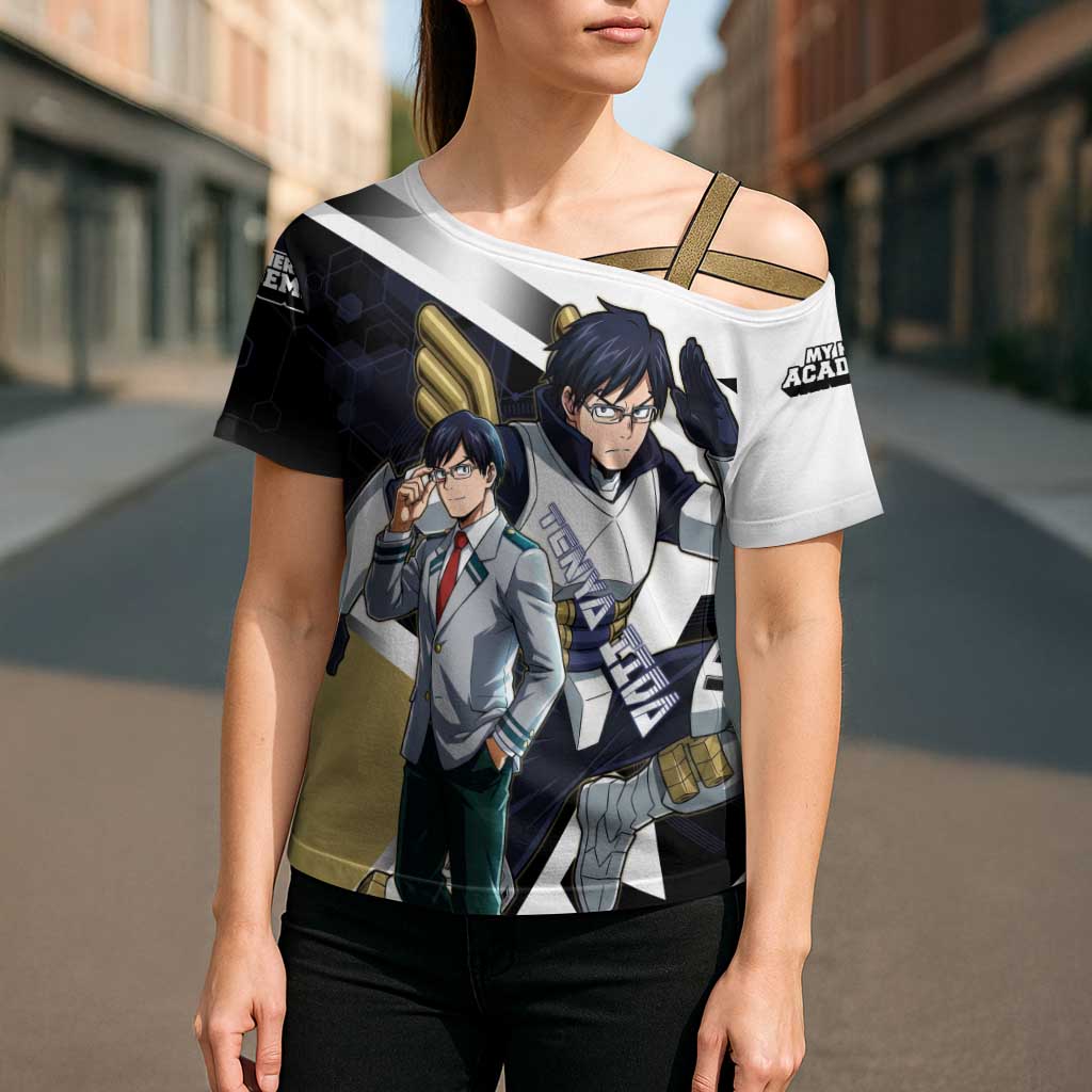 Tenya Iida Cross Shoulder Shirt Dynamic Anime Action Illustration with Futuristic Hero Armor